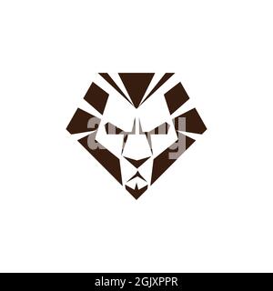 logo lion face icona flat vettoriale concetto grafico semplice design elegante Illustrazione Vettoriale