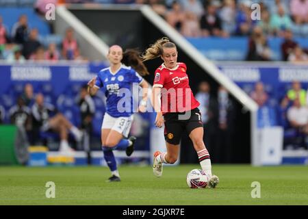 LEICESTER, REGNO UNITO 12 SETTEMBRE. Ella Toone di Manchester United durante la partita della Barclays fa Women's Super League tra Leicester City e Manchester United al King Power Stadium di Leicester domenica 12 settembre 2021. (Credit: James Holyoak | MI News) Credit: MI News & Sport /Alamy Live News Foto Stock