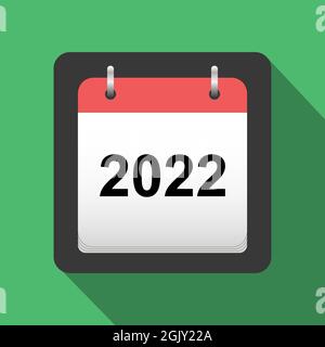 2022 icona del calendario piatto, pagina del titolo del calendario per 2022 in stile piatto, vettore Illustrazione Vettoriale