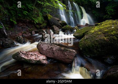 Cascate di Musdale, vicino Oban, Argyll e Bute, Scozia Foto Stock