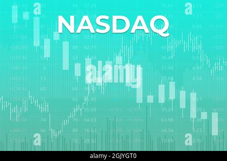 Mosca, Russia – 12 settembre 2021: Indice dei mercati finanziari americani Nasdaq Composite (ticker IXIC) su blu e rosso, background finanziario da Numbers, Foto Stock