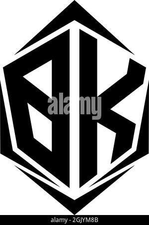 Logo originale BK, logo originale BK con stile Shield, logo business branding. Illustrazione Vettoriale