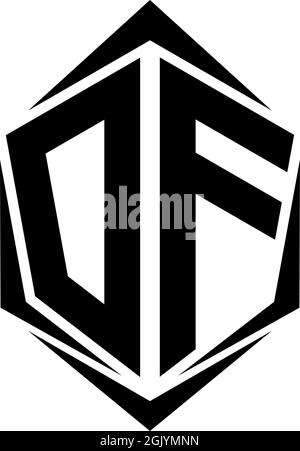 Logo DF iniziale, logo DF iniziale con stile Shield, logo aziendale. Illustrazione Vettoriale
