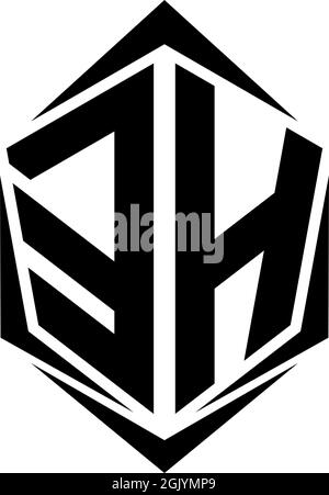Logo EH iniziale, logo EH iniziale con stile Shield, branding aziendale con logo. Illustrazione Vettoriale
