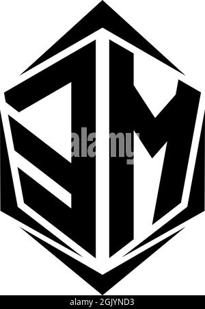 Design iniziale del logo EM con stile Shield, branding aziendale del logo. Illustrazione Vettoriale