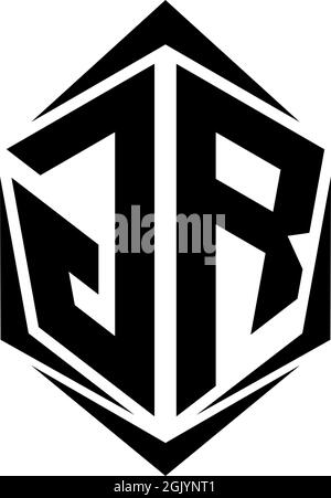Design iniziale del logo GR con stile Shield, branding aziendale con logo. Illustrazione Vettoriale