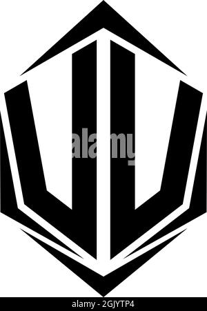 Design iniziale del logo VV con stile Shield, branding aziendale con logo. Illustrazione Vettoriale