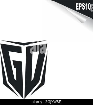 Design iniziale del logo GD con stile Shield, branding aziendale con logo. Illustrazione Vettoriale