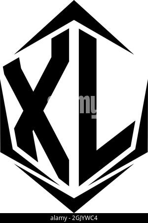 Logo XL iniziale con stile Shield, logo business branding. Illustrazione Vettoriale