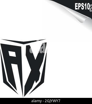 Design iniziale del logo AX con stile Shield, branding aziendale con logo. Illustrazione Vettoriale