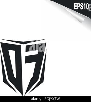 Design iniziale del logo DF con stile Shield, branding aziendale con logo. Illustrazione Vettoriale