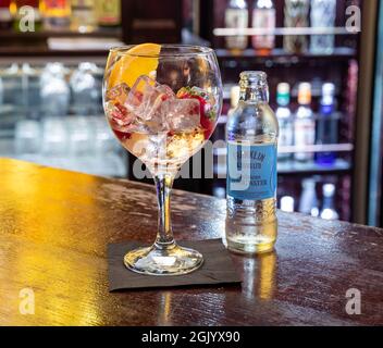 Gin & Tonic sul Copper Bar al Penventon Park Hotel a Redruth, Cornovaglia Foto Stock