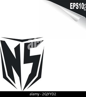Design iniziale del logo NS con stile Shield, branding aziendale con logo. Illustrazione Vettoriale