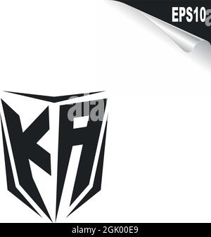 Design iniziale del logo KA con stile Shield, branding aziendale con logo. Illustrazione Vettoriale
