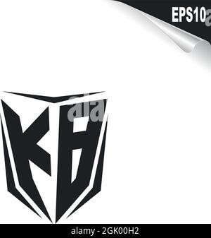 Design iniziale del logo KB con stile Shield, branding aziendale con logo. Illustrazione Vettoriale