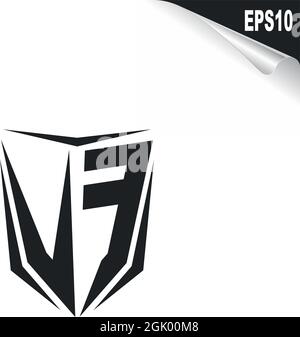 Design iniziale del logo VF con stile Shield, branding aziendale con logo. Illustrazione Vettoriale
