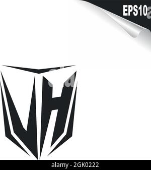 Design iniziale del logo VH con stile Shield, branding aziendale con logo. Illustrazione Vettoriale