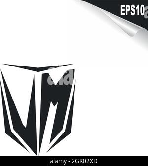 Design iniziale del logo VM con stile Shield, branding aziendale con logo. Illustrazione Vettoriale