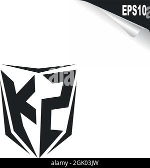 Design iniziale del logo KZ con stile Shield, branding aziendale con logo. Illustrazione Vettoriale