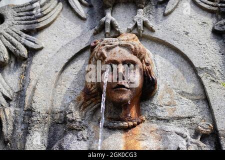 Vista dell'antica fontana di Bom Jesus de Braga, Portogallo. Foto Stock