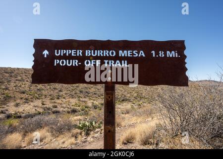 Indicazioni per Uppder Besa pour Off Trail nel parco nazionale Big Bend Foto Stock