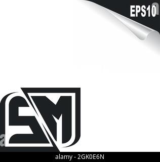 Logo SM iniziale con stile di forma, branding aziendale con logo. Illustrazione Vettoriale