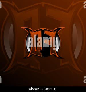 Lettera con logo QF in colore arancione, Logo per il gioco, l'eport, il gioco iniziale, la comunità o l'azienda. Illustrazione Vettoriale