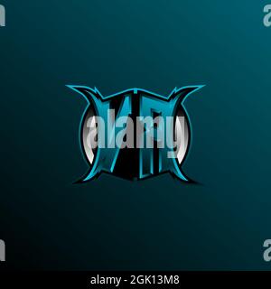 Logo VR iniziale, logo VR iniziale con stile cerchio, logo per giochi, eport, community o business. Illustrazione Vettoriale