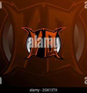 Design della lettera con logo VB in colore arancione, logo per il gioco, l'eport, il gioco iniziale, la comunità o l'azienda. Illustrazione Vettoriale