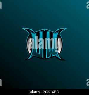 Logo UW iniziale, logo UW iniziale con stile cerchio, Logo per giochi, eport, community o business. Illustrazione Vettoriale