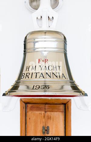 Navi campanaria su Britannia, ormeggiata nel porto di Leith ed è ora un'attrazione turistica. Foto Stock