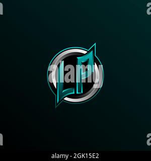 Logo LP iniziale, logo LP iniziale con stile circolare, logo per giochi, eport, community o business. Illustrazione Vettoriale