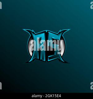 Logo RS iniziale, logo RS iniziale con stile circolare, logo per giochi, eport, community o business. Illustrazione Vettoriale