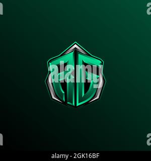 Logo RG iniziale, logo RG iniziale con stile Shield, Logo per giochi, eport, community o business. Illustrazione Vettoriale