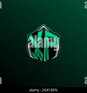 Design iniziale del logo XP, design iniziale del logo XP con stile Shield, logo per giochi, eport, community o business. Illustrazione Vettoriale