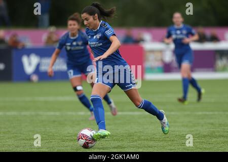 DURHAM CITY, UK 12 SETTEMBRE Lauren Briggs of Durham Women durante la partita di campionato femminile fa tra il Durham Women FC e Charlton Athletic al Maiden Castle, Durham City domenica 12 settembre 2021. (Credit: Mark Fletcher | MI News) Credit: MI News & Sport /Alamy Live News Foto Stock