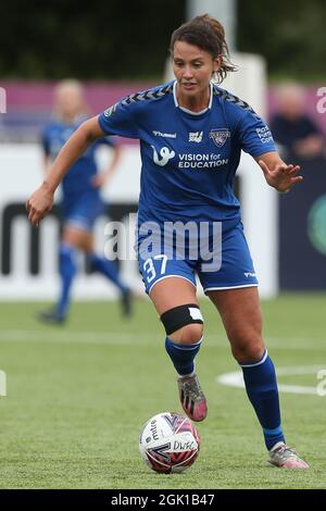 DURHAM CITY, Regno Unito 12 SETTEMBRE Liz Ejupi di Durham Women durante la partita di fa Women's Championship tra il Durham Women FC e Charlton Athletic al Maiden Castle, Durham City domenica 12 settembre 2021. (Credit: Mark Fletcher | MI News) Credit: MI News & Sport /Alamy Live News Foto Stock