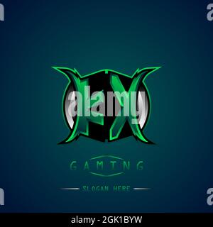 KX Initial Logo Design stile cool, Logo per il gioco, l'eport, il gioco iniziale, la comunità o l'azienda. Illustrazione Vettoriale