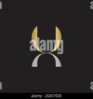 Iniziali alfabetiche logo UX, XU, X e U. Illustrazione Vettoriale