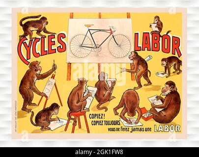 Fare clic sul poster della bicicletta francese d'epoca - Cycles Labor, 1900 Foto Stock