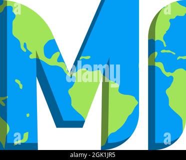 Design iniziale del logo MI con stile mappa mondiale, branding aziendale con logo. Illustrazione Vettoriale