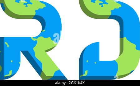 Design iniziale del logo RD con stile World Map, branding aziendale con logo. Illustrazione Vettoriale