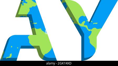 Design iniziale del logo AY con stile World Map, branding aziendale con logo. Illustrazione Vettoriale