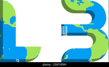 Design iniziale del logo LB con lo stile della mappa mondiale, branding aziendale con logo. Illustrazione Vettoriale