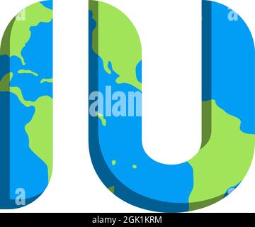Logo IU iniziale con stile Mappa del mondo, marchio commerciale Logo. Illustrazione Vettoriale