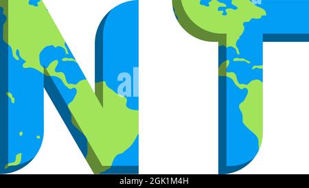 Design iniziale del logo NT con stile World Map, branding aziendale con logo. Illustrazione Vettoriale