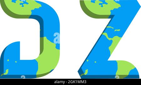 Design iniziale del logo DZ con stile Mappa del mondo, branding aziendale con logo. Illustrazione Vettoriale