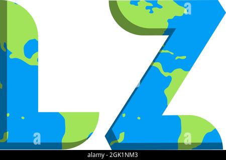 Design iniziale del logo LZ con stile mappa mondiale, branding aziendale con logo. Illustrazione Vettoriale