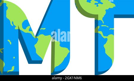 Design iniziale del logo MT con stile World Map, branding aziendale con logo. Illustrazione Vettoriale