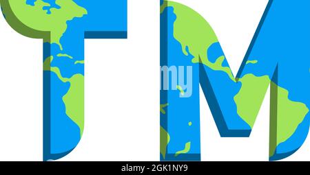 Design iniziale del logo della TM con stile World Map, branding aziendale con logo. Illustrazione Vettoriale